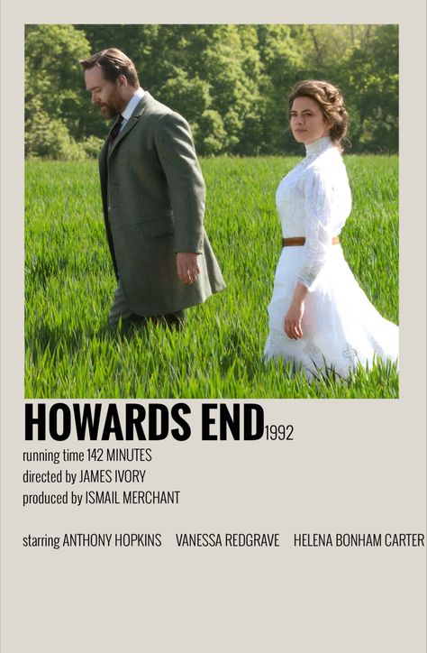 Howards End, Howard End, Vanessa Redgrave, Bonham Carter, Helena Bonham Carter, Anthony Hopkins, Movie Prints, Movie Poster Art, Period Dramas