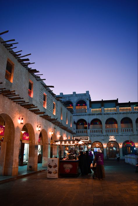 Souq Waqif, Night Street Photography, Aesthetic Shots, Night Street, City Landscape, Qatar, Ferry Building San Francisco, Street Photography, Places To Visit