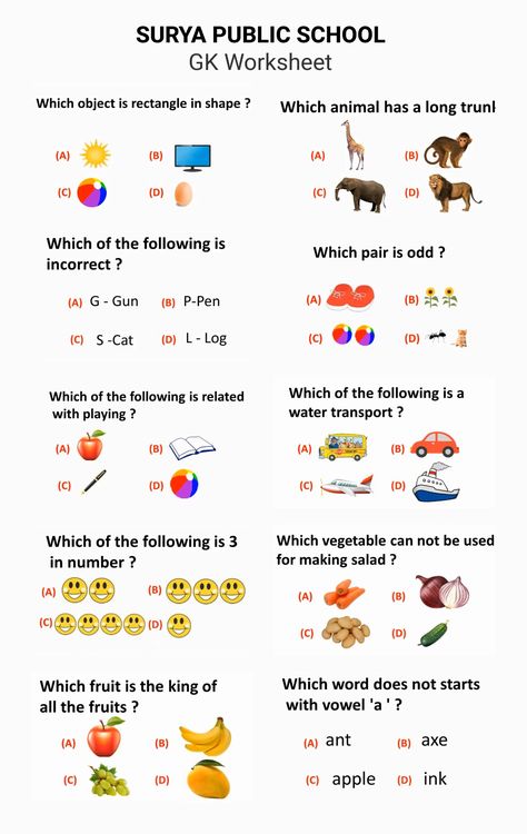 GK QUIZ WORKSHEET Gk Questions And Answers For Kids, Nursery Worksheet, Kg Worksheets, Evs Worksheet, Nursery Worksheets, Test For Kids, Body Parts Preschool, Kids Worksheet, Kindergarten Classroom Decor