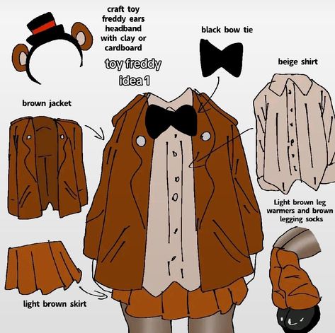 by @/meerine_draw tiktok Cosplay Fnaf, Toy Freddy, Fnaf Costume, Fnaf Crafts, Fnaf Cosplay, Closet Cosplay, Fnaf Freddy, Character Inspired Outfits, Universal Language