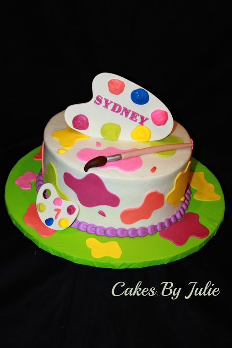 Painter's Palette Cake - Painter's Palette Birthday cake. Painters Palette Cake, Painter Cake Ideas, Painter Cake, Palette Cake, Art Party Cakes, Art Birthday Cake, Art Party Ideas, Artist Cake, Painting Birthday Party