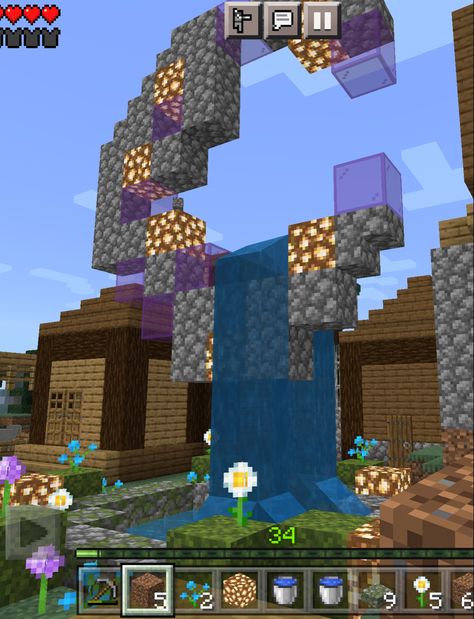 Minecraft Center Of Town Ideas, Minecraft Town Center Fountain, Moon Fountain Minecraft, Minecraft Moon Fountain, Town Center Minecraft, Water Fountain Minecraft, Minecraft Town Center Ideas, Minecraft Town Center, Minecraft Water Fountain