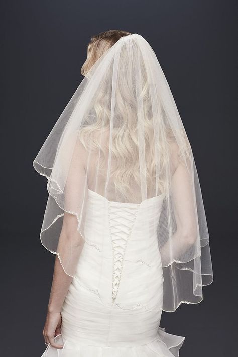 Pearl Crystal Cluster Scallop-Edge Fingertip Veil Style V801, Ivory  Bridal veils - long, short, vintage and modern for the creative wedding wedding #veils #capes #train #dramatic #bridalhair #bridalaccessories Veil Inspiration, Fingertip Length Veil, Fingertip Veil, Veil Styles, Wedding Veils Lace, Bridal Updo, Pearl Crystal, Wedding Lingerie, Wedding Veils