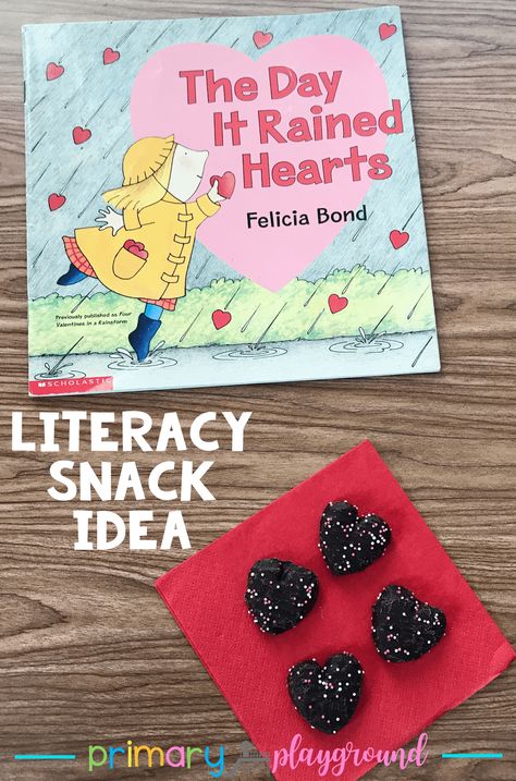 literacy snack idea hearts - The Day It Rained Hearts #literacysnack #booksnack #valentinesdaybook #kindergarten #bookactivity The Day It Rained Hearts, Primary Playground, Rainbow In A Jar, Valentines Day Book, February Activity, Preschool Valentines, Pre K Activities, Valentine Activities, Valentines Day Activities