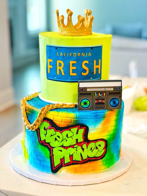 Prince Birthday Cake, Graffiti Cake, Fresh Prince Theme, Prince Baby Shower Cake, Cake Ideas For Men, Prince Baby Shower Theme, Prince Cake, Prince Birthday Party, Prince Party