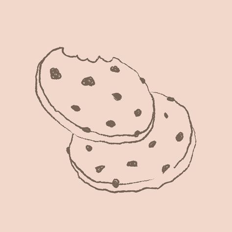 Cookie Cute Drawing, Cute Cookies Drawing, Cookie Illustration Design, Cookie Line Art, Cookies Drawing Illustration, Cookie Drawing Easy, Cookies Graphic Design, Cookie Graphic Design, Cute Cookie Drawing