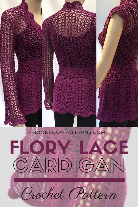 Lace Cardigan Crochet Pattern Free, Crochet Lace Weight Yarn Patterns, Crochet Lace Cardigan Pattern Free, Free Crochet Top Patterns For Women, Crochet Ideas Free Patterns, Crochet Words, Crochet Lace Sweater, Crochet Lace Cardigan, Lace Cardigan Pattern