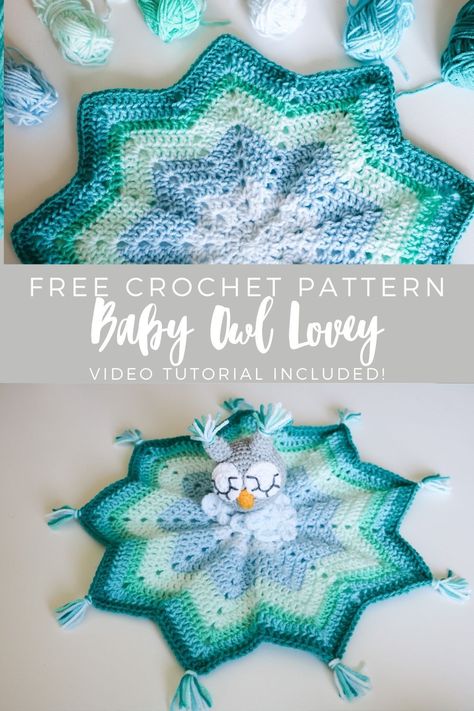 Crochet Baby Gifts Free Pattern Boy, Crochet Owl Blanket Pattern Free, Crocheted Baby Items Free Patterns, Crochet Owl Lovey, Owl Lovey Crochet Pattern Free, Crochet Lovey Blanket Free Pattern, Security Blanket Crochet Pattern Free, Free Lovey Patterns Crochet, Free Crochet Lovey Pattern