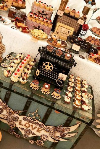 Ideas Steampunk Wedding Decorations ★ See more: https://www.weddingforward.com/steampunk-wedding-decorations Vintage Books Wedding Decor, Steampunk Invitation, Steampunk Party Decorations, Octopus Wedding, Steampunk Decorations, Steampunk Wedding Decorations, Steampunk Wedding Themes, Steampunk Wedding Cake, Punk Wedding