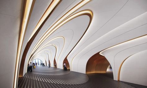 Parametric Design Ceiling, Metro Station Design, Fluid Architecture, Zaha Hadid Interior, Facade Engineering, Engineering Works, Zaha Hadid Architects, Cultural Architecture, Zaha Hadid