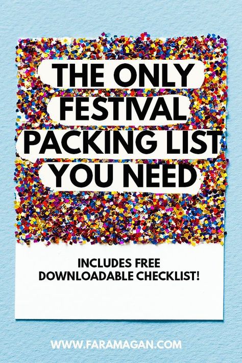 The ultimate festival packing list - after over 20 music festivals we have perfected our packing list and are sharing it with you! Includes camping essentials, festival fashion and more! FREE downloadable checklist too! #festival #packinglist #festivalcamping #checklist #camping #festivalfashion Camping Music Festival Packing Lists, Festival Camping List, Packing List Camping, Festival Camping Essentials, Festival Checklist, Festival Packing, Festival Packing List, What To Take Camping, Music Festival Camping