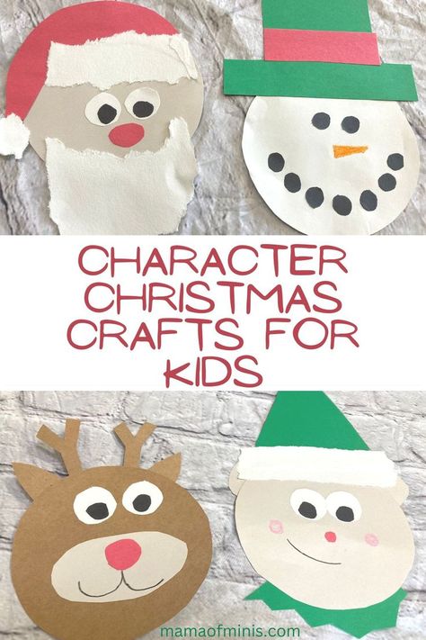 Character Christmas Crafts for Kids Paper Christmas Crafts For Kids, Construction Paper Christmas Crafts, Christmas Craft Ideas For Adults, Paper Christmas Crafts, Christmas Kids Activities, Kids Christmas Games, Pom Pom Wreaths, Christmas Printables For Kids, Christmas Crafts And Activities