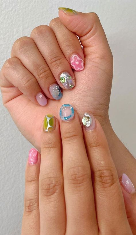 3d nails, pick n mix nails, short nail art designs, short nails, trendy short nails, cute short nails Short Nail Designs 3d, Short Nails 3d Design, Short 3d Nail Designs, Short Nails With 3d Design, 3d Short Nail Designs, 3d Nail Art Short Nails, Short Nails With 3d Charms, Korean Short Nails 3d, Short 3d Nails