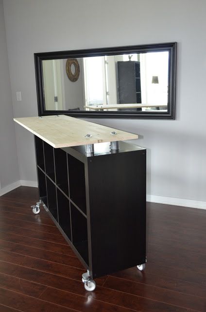 Ikea Hack - Expedit standing desk Bar In Dining Room, Ikea Bar, Hack Ikea, Desk Kitchen, Kitchen Bar Table, Ikea Kitchen Island, Kitchen Island Ikea Hack, Ikea Desk, Food Bar