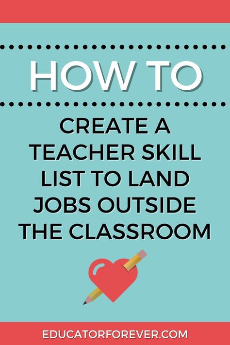 Are you looking to land a job outside of the classroom so you can have more freedom and flexibility? Here on the blog, I'm going to help you make a list of transferable teacher skills, find job listings that are perfect for teachers, and more! Get all of the teacher career change ideas here. Quit Teaching Job, Alternative Jobs For Teachers, Teacher Skills, Quit Teaching, Skills List, Teacher Career, Work Resume, Transferable Skills, Teacher Burnout