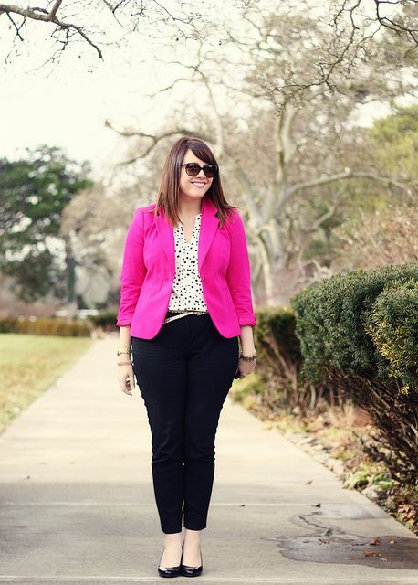 I need a hot pink blazer Hot Pink Blazer Outfit Plus Size, Hot Pink Blazer Outfit Work, Fuchsia Blazer Outfit, Hot Pink Blazer Outfit, Wfh Style, Outfits For Interview, Work Outfit Ideas For Women, Pink Blazer Outfit, Hot Pink Blazer