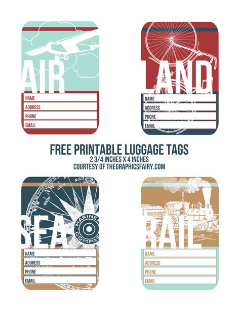 Cutest Printable Luggage Tags! - The Graphics Fairy Printable Luggage Tags, Luggage Tags Printable, Luggage Tag Template, Tag Template Free, Luggage Tags Diy, Restaurants In Paris, The Graphics Fairy, Tags Diy, The Dating Divas