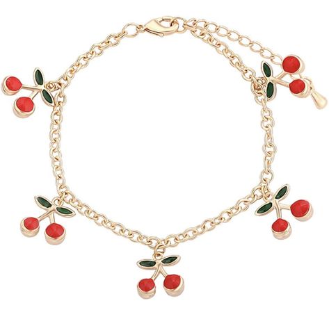 jewelry inspo, coquette aesthetic jewelry Strawberry Bracelet, Cherry Bracelet, Fruit Bracelet, Fruit Earrings, Aesthetic Jewelry, Food Chain, Green Brands, Sweet Style, Polish Jewelry