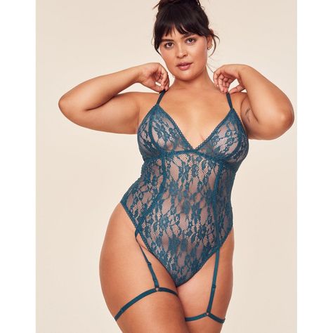 Our sheer, curve-hugging floral-lace bodysuit comes with dramatic adjustable garters and a lace-up back feature that are made to be seen. Chic Bra, Blue Coral, Adore Me, Bodysuit Lingerie, Coral Blue, Garters, Bra And Panty Sets, Plus Size Lingerie, Lace Bodysuit