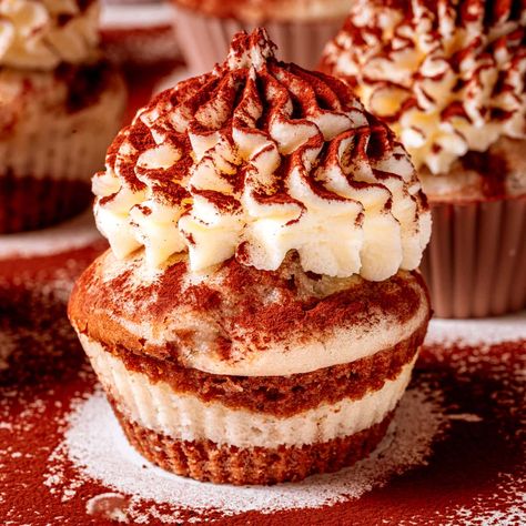 Vegan Tiramisu Cupcakes by School Night Vegan Vegan Tiramisu Cupcakes, Tiramisu Cupcakes, Vegan Cream Cheese Frosting, Vegan Tiramisu, Vegan Coffee, Coffee Cupcakes, Vegan Baking Recipes, Vegan Cream, Cupcake Tray