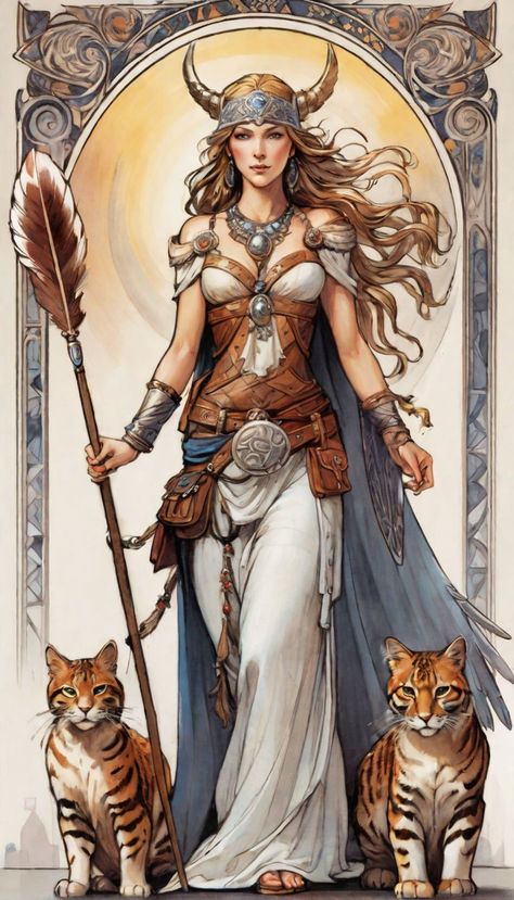 Winter Goddess, Freya Goddess, Girl Power Art, Norse Legend, Magical Women, Celtic Gods, Fantasy Witch, Norse Goddess, Pagan Gods