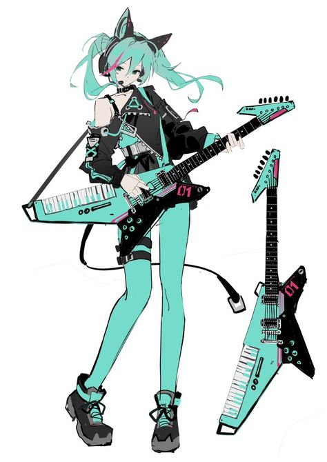 Hatsune Miku Design, Hatsune Miku Outfits, Miku Hatsune Vocaloid, 캐릭터 드로잉, Scott Pilgrim, Arte Sketchbook, 영감을 주는 캐릭터, 판타지 아트, Anime Poses