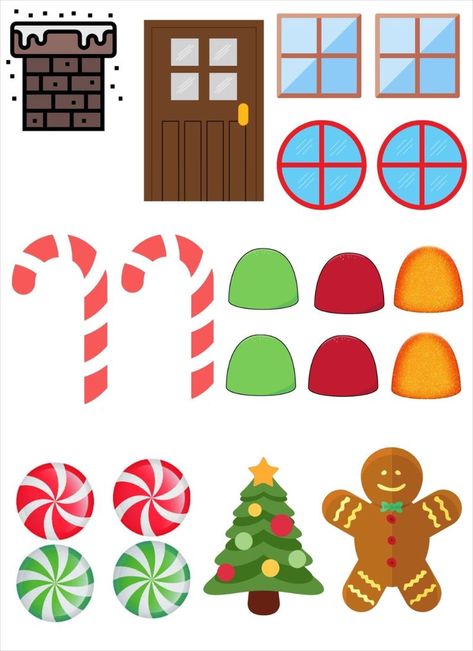 Paper Gingerbread Houses, Gingerbread House Kindergarten, Ginger Bread Design, Gingerbread House Craft Preschool, Gingerbread House Cutouts, Gingerbread House Craft For Kids, X App Icon, Gingerbread Door, December Preschool