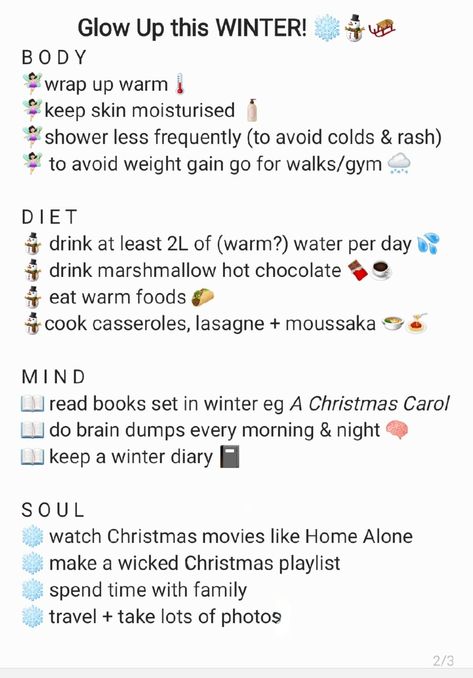 Christmas glow up winter 2022 glow up tips self care tips self love tips self care guide self care tricks advice girlie advice girlboss queen glow up 2022 Christmas Glow Up Checklist, December Glow Up Challenge, Winter Glow Up Challenge, Christmas Routine List, How To Glow Up Over Christmas Break, Christmas Break Glow Up, Winter Break Glow Up Challenge, Glow Up Over Christmas Break, How To Have A Massive Glow Up