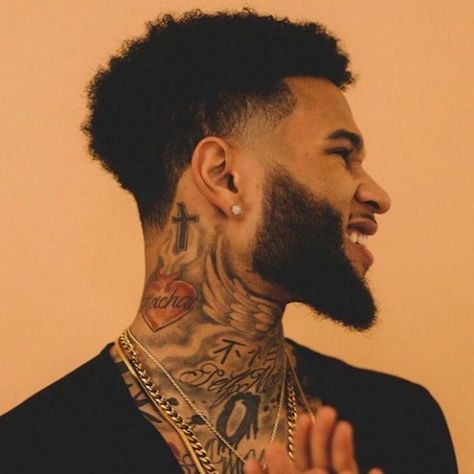 Hairstyles For Black Men, Boys Fade Haircut, Fade Undercut, Black Men Tattoos, Curly Hair Fade, Throat Tattoo, Boy Haircuts, Dreadlock Hairstyles For Men, Black Men Haircuts