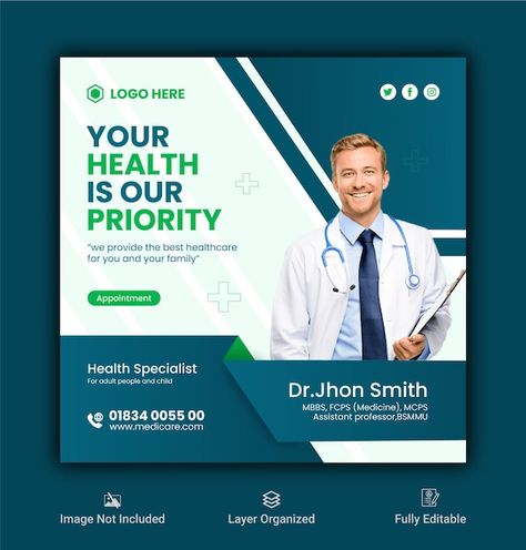 Vector vector healthcare consultant bann... | Premium Vector #Freepik #vector #health-post #health-social-media #medical-post #hospital-post Hospital Social Media Post, Medical Social Media Design, Healthcare Consultant, Medical Social Media Post, Medical Post, Health Social Media, Medical Health Care, Health Post, Social Media Advertising Design