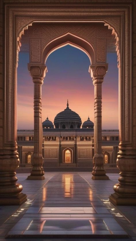 Mughal Empire Architecture, Temple Cartoon Background, Rajmahal Palace Background, Indian Wedding Background Illustration, Royal Wedding Background, Indian Architecture Illustration, Mughal Background, Aladdin Palace, Nikah Ideas