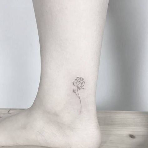 15 Of The Smallest, Most Tasteful Flower Tattoos Tattoo With Handwriting, Bishop Tattoo, Small Flower Tattoo, Small Nature Tattoo, Fine Tattoo, Buddhist Tattoo, Single Needle Tattoo, Explore Tattoo, Small Flower Tattoos