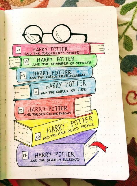 Favorite Book Cover Drawing, Harry Potter Books Drawing, Doodle Art Harry Potter, Harry Potter Theme Drawings, Planer Ideas Diy Bullet Journal, Harry Potter Themed Drawings, Harry Potter Aesthetic Drawing Easy, Harry Potter Easy Art, Harry Potter Reading Journal