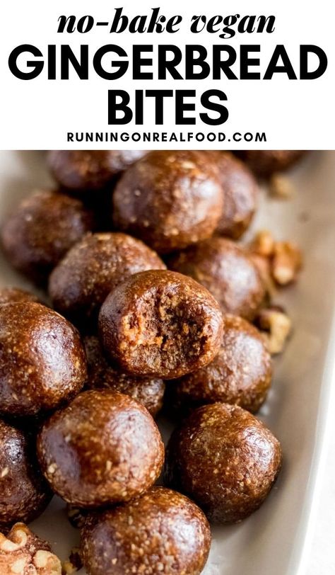 These Raw Vegan Gingerbread Bites can be prepared in minutes and taste just like gingerbread cookie dough! You only need a few simple ingredients to make them. Oil-free, gluten-free, no-bake, naturally sweetened. Gingerbread Bites, Vacation Snacks, Vegan Energy Balls, Homemade Bars, Gingerbread Cookie Dough, Molasses Recipes, Bake Sweets, Protein Balls Recipes, Energy Bites Recipes