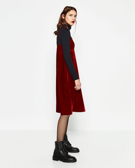 MUSTHAVE fall-winter 2016/17 - MY WORLD Tomboyish Outfits, Slip Dress Outfit, Turtleneck Outfit, Red Velvet Dress, Velvet Fashion, Inspired Outfits, Dress Outfit, Fall Winter Outfits, Velvet Dress