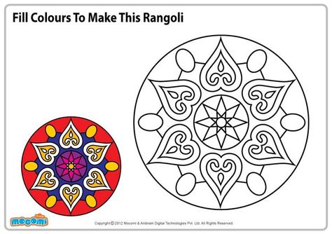 Diwali Craft - Rangoli coloring pages (Google image search) Diwali Sketch, Rangoli Coloring Pages, Rangoli Template, Rangoli Stencils, Colour Craft, Diwali Crafts, Colouring Pages For Kids, Rangoli Colours, Fall Arts And Crafts