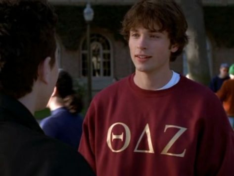 Who knew Clark Kent was once a frat brother?! Tom... | I Spy A Famous Face Tom Welling 2000s, Young Tom Welling, Smallville Clark Kent, Tom Welling Smallville, Freshman Year Of College, Tom Welling, Background Photos, Pilot Episode, Clark Kent