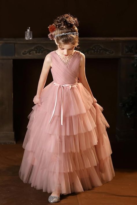 Amazon.com: Flower Girl Dresses for Wedding Layered Tulle Pageant Party Ball Gown First Communion Dresses for Girls White-8: Clothing, Shoes & Jewelry Girls Ball Gown, First Communion Dresses, Dresses For Wedding, Dresses For Girls, Communion Dresses, Bohemian Wedding, First Communion, Girl Dresses, Ball Gown