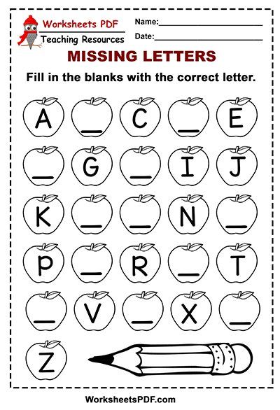 Free Printable Apple Alphabet – Missing Letters Free Preschool Worksheets Pdf, Letter Worksheets Kindergarten, Apple Alphabet, Letters Worksheets, Alphabet Letter Worksheets, Back To School Worksheets, Letter Worksheets For Preschool, Missing Letters, Printable Alphabet Worksheets