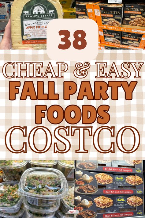 Looking for affordable and simple Fall party food ideas? Head to Costco! Costco offers a wide variety of easy Fall appetizers, finger foods, main dishes, side dishes, charcuterie board ideas, and desserts perfect for your Autumn party. They are also great for Fall potluck dinners. Check out these easy Fall party food ideas to satisfy a crowd. Fall Party Recipes For A Crowd, Costco Appetizers For Party, Easy Fall Party Food, Fall Party Foods, Fall Party Food Ideas, Costco Party Food, Easy Fall Appetizers, Desserts Buffet, Block Party Food