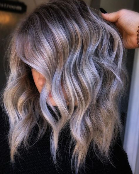 Ash Blonde Hair with Lavender Highlights Silver Lavender Hair, Ash Blonde Hair Dye, Light Ash Blonde Hair, Ashy Blonde Hair, Cool Ash Blonde, Dark Strawberry Blonde, Ash Blonde Hair Colour, Silver Blonde Hair, Icy Blonde Hair