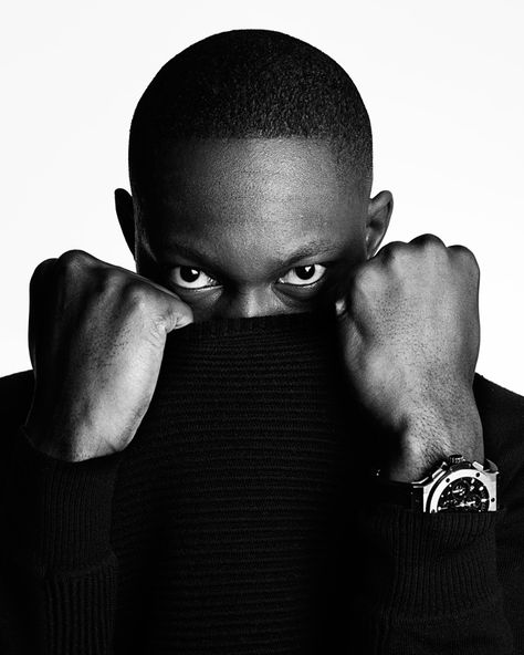 This is another pose done by a rap artist. The artist hiding their face but having their watch being shown shows that artist wants to be lowkey but still wants to present that they have money. This is a pose id like my model junior to do. Rankin Photography, John Rankin, Dizzee Rascal, Cultural Change, Hunger Magazine, Tony Blair, Juliette Binoche, Musician Portraits, Kevin Spacey