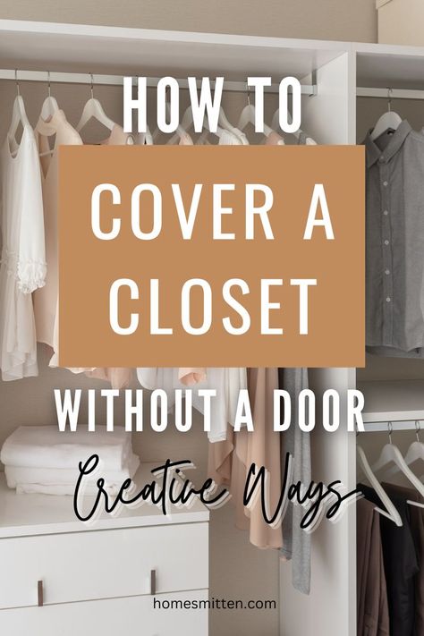 Apartments currently are available in small sizes. Therefore, keeping the closet doors open is impossible, creating a barrier when moving around the space. For that reason, many people opt to use something other than doors to cover closets. Here are creative ways on how to cover a closet without doors. Curtains To Cover Closet, Cover Closet Without Doors, Closet Without Doors, Apartment Closet Doors, Small Apartment Closet, Curtains For Closet Doors, Closet Diy, Creative Closets, Closet Curtains