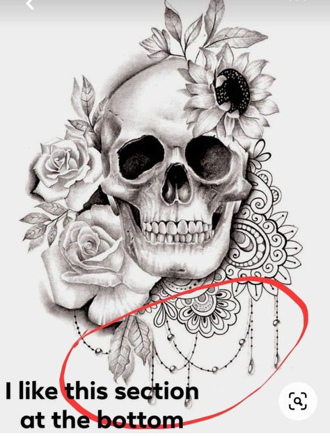 Skull And Roses Tattoo, Floral Skull Tattoos, Skull Thigh Tattoos, Small Skull Tattoo, Skull Tattoo Flowers, Feminine Skull Tattoos, Skull Rose Tattoos, Create Board, Skull And Roses