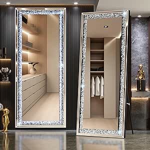 Bathroom Restaurant, Closet Mirror, Mirrored Bedroom Furniture, Long Mirror, Crushed Diamonds, Diamond Mirror, Diamond Wall, Big Mirror, Cute Diy Room Decor