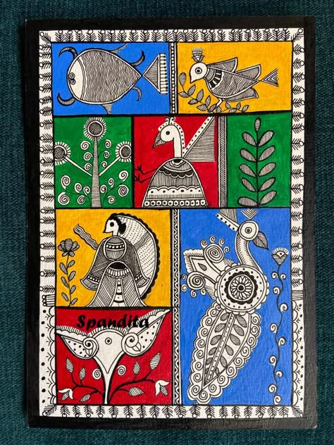 Simple motifs in Godna style Gond Painting Motifs, Godna Art Motifs, Godna Style Madhubani Painting, Madhubani Painting Motifs, Godna Style Madhubani, Madhubani Motifs Design, Godna Painting, Godna Art, Patachitra Art