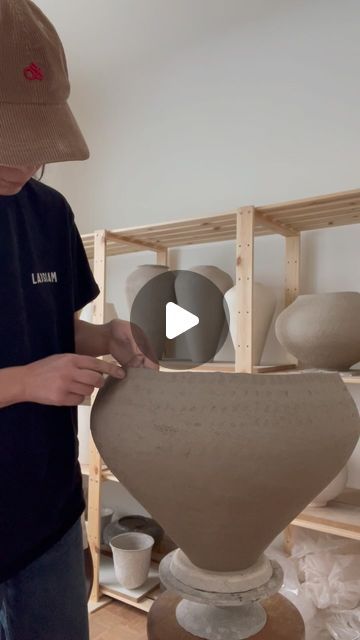 Mathilde Martin on Instagram: "XXL handbuilt vase / 
10hours work - 50cm wide - 12.5kg of clay 
for @blackbirdconservatory" Handbuilt Ceramic Vases, Clay Vase Shapes, Handbuilt Vase, Handbuilt Ceramics, Hand Built Clay Vase, Hollow Ceramic Vase, Ceramic Handled Vase, Ceramic Vases, Vase