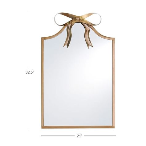 The Emily & Meritt Bow Mirror | Pottery Barn Teen Marquee Flooring, Bow Lamp, Bow Mirror, Mirror Pottery Barn, Mirror Pottery, Pottery Barn Kids Backpack, Beauty Vanity, Girl Bathrooms, Emily And Meritt