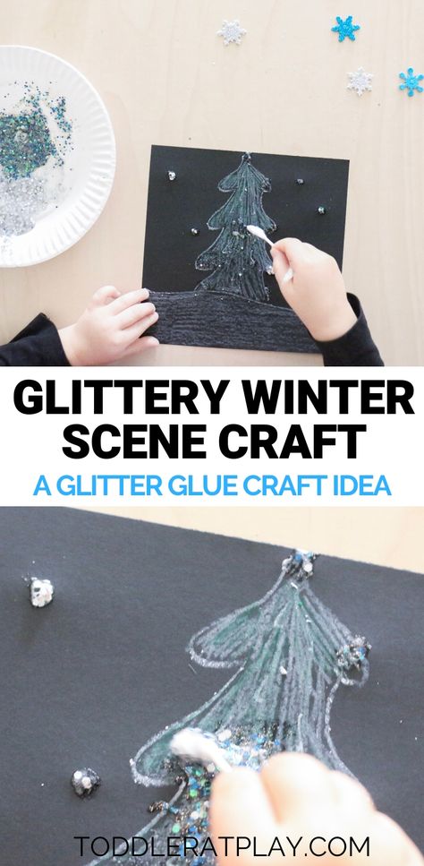 Super quick and easy to prep glitter glue craft for toddlers and preschoolers.  #glitterglue #wintercrafts Glitter Glue Crafts, Toddlers Crafts, Homeschooling Activities, Fun Winter Crafts, Toddler Parenting, Preschool Winter, Glue Craft, Snowflake Craft, Preschool Activities Toddler