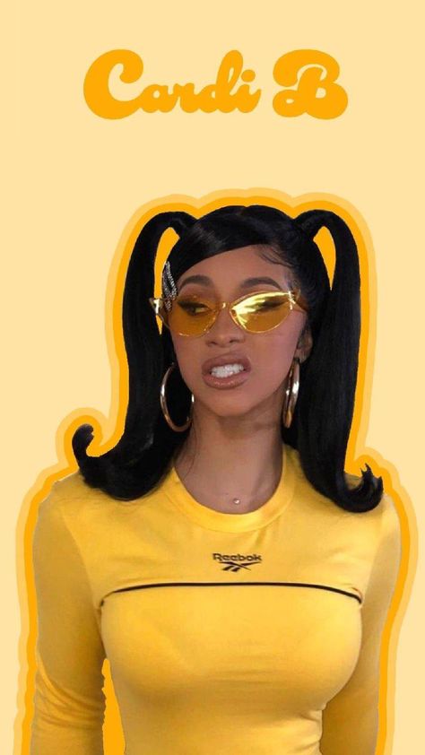 Yellow Girly Wallpaper, Cardib Wallpaper, Yellow Baddie Aesthetic, Cardi B Collage, Cardi B Wallpaper Aesthetic, Cardi B Wallpaper Iphone, Celebrity Wallpaper Iphone, Cardi B Aesthetic, Female Rappers Aesthetic